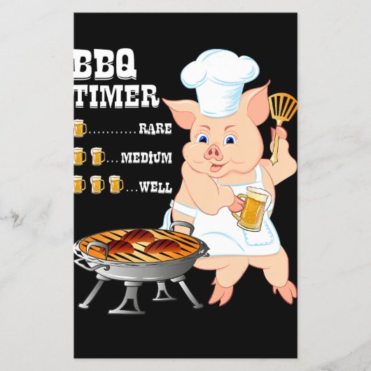 BBQ | BBQ Timer Pig Grill Barbecue Beer Lover Mann Flyer (Voorkant)