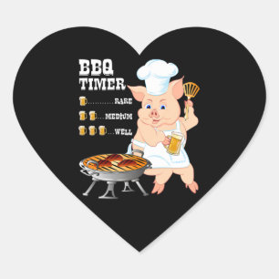 BBQ   BBQ Timer Pig Grill Barbecue Beer Lover Mann Hart Sticker