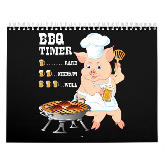 BBQ | BBQ Timer Pig Grill Barbecue Beer Lover Mann Kalender (Hoes)