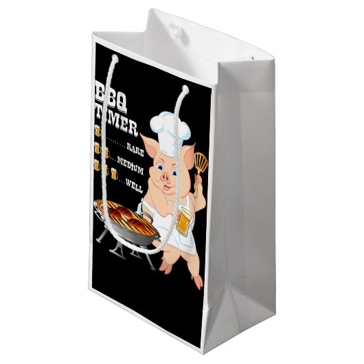 BBQ | BBQ Timer Pig Grill Barbecue Beer Lover Mann Klein Cadeauzakje (Voorkant Gekanteld)