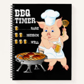 BBQ | BBQ Timer Pig Grill Barbecue Beer Lover Mann Notitieboek (Voorkant)
