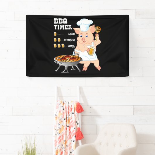 BBQ | BBQ Timer Pig Grill Barbecue Beer Lover Mann Spandoek (Insitu)