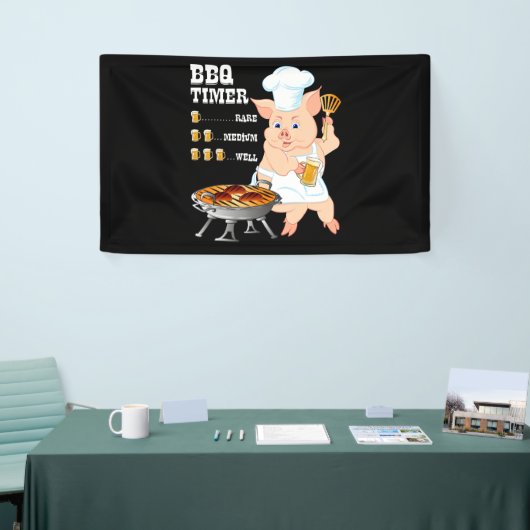BBQ | BBQ Timer Pig Grill Barbecue Beer Lover Mann Spandoek (Beurs)