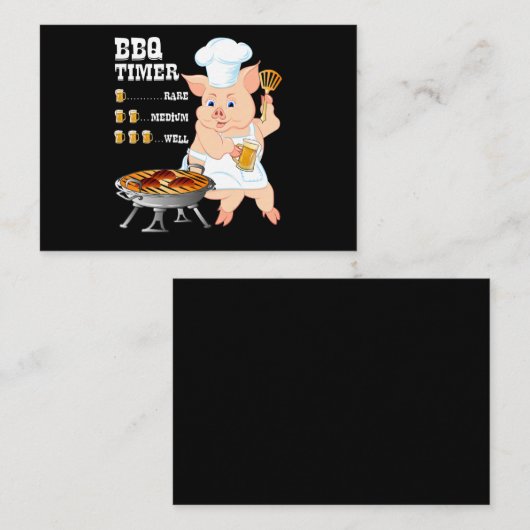 BBQ | BBQ Timer Pig Grill Barbecue Beer Lover Mann Visitekaartje (Voorkant / Achterkant)
