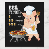 BBQ | BBQ Timer Pig Grill Barbecue Beer Lover Mann Wijn Etiket (Enkel label)