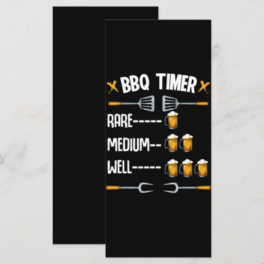 BBQ | BBQ Timer Rare Medium Well Beer Drinker Menu (Voorkant / Achterkant)