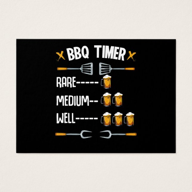 BBQ | BBQ Timer Rare Medium Well Beer Drinker Visitekaartje (Voorkant)