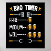 BBQ | BBQ-timer Rare Medium Well Bier drinker Poster (Voorkant)