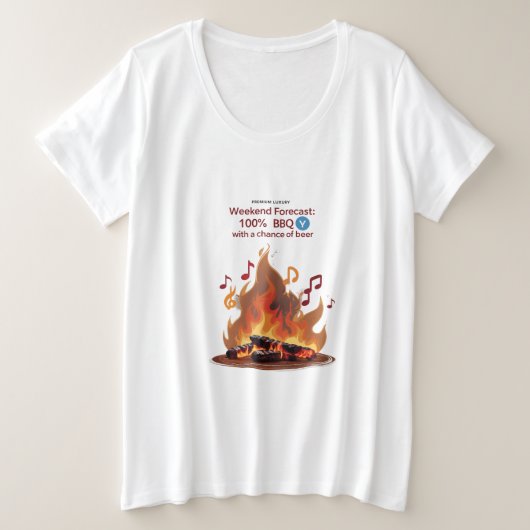 BBQ Beats & Sizzles | Plus Size Weekendprognose Grote Maat T-shirt (Design voorkant)