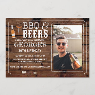 BBQ & Beer Birthday Party Fotokasten Uitnodigen Kaart