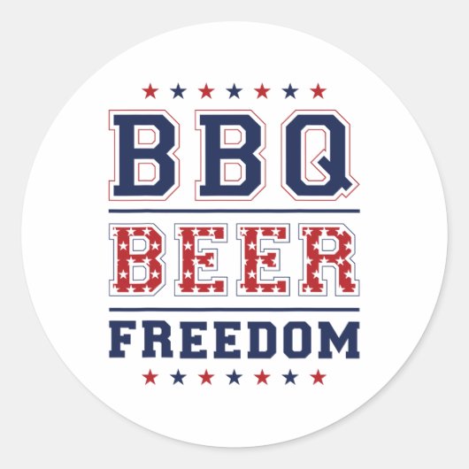 Bbq Beer Freedom 1 Ronde Sticker (Voorkant)