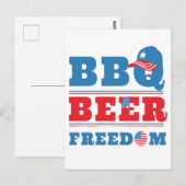 BBQ BEER FREEDOM - 4TH JULY USA BRIEFKAART (Voorkant / Achterkant)
