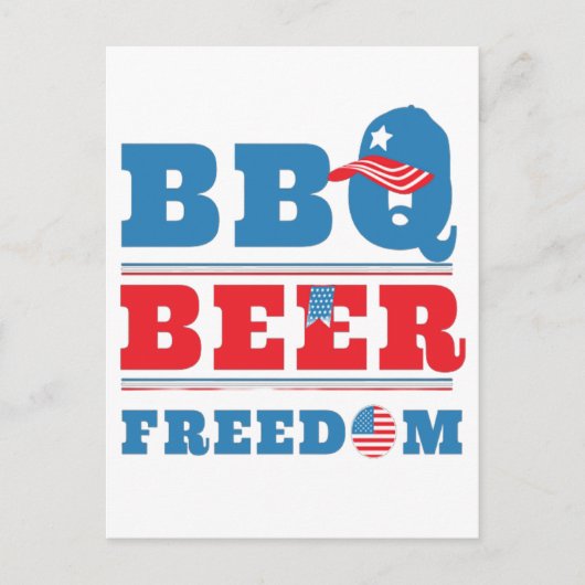 BBQ BEER FREEDOM - 4TH JULY USA BRIEFKAART (Voorkant)