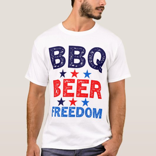 BBQ Beer Freedom America op 4 juli T-shirt (Voorkant)