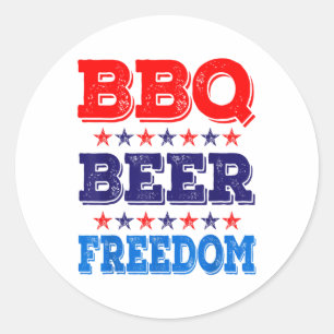 BBQ Beer Freedom America USA Partij 4 juli Sum Ronde Sticker