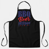 BBQ Beer Freedom Large Black Apron Schort (Voorkant)