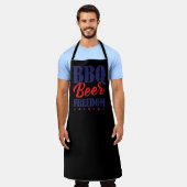 BBQ Beer Freedom Large Black Apron Schort (Gedragen)