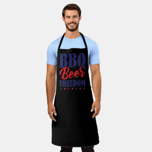 BBQ Beer Freedom Large Black Apron Schort