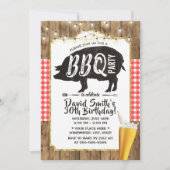 BBQ & Beer Rustic String Lights Birthday Party Kaart (Voorkant)
