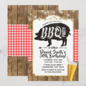 BBQ & Beer Rustic String Lights Birthday Party Kaart (Voorkant / Achterkant)