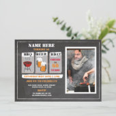 BBQ Beers Birthday Chalk Mannen Party Foto Kaart (Staand voorkant)