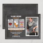 BBQ Beers Birthday Chalk Mannen Party Foto Kaart (Voorkant / Achterkant)