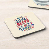 BBQ, Beers & Freedom – Retro 4th of July Vibes Bier Onderzetter (Linkerzijde)