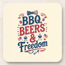 BBQ, Beers & Freedom – Retro 4th of July Vibes Bier Onderzetter