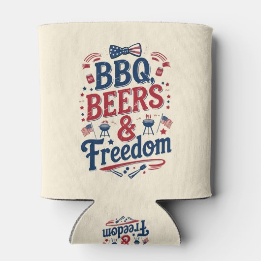 BBQ, Beers & Freedom – Retro 4th of July Vibes Blikjeskoeler (Achterkant)