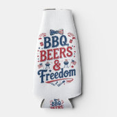 BBQ, Beers & Freedom – Retro 4th of July Vibes Flesjeskoeler (Voorkant)
