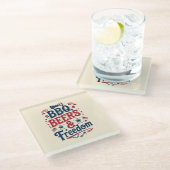 BBQ, Beers & Freedom – Retro 4th of July Vibes Glazen Onderzetter (Schuin)