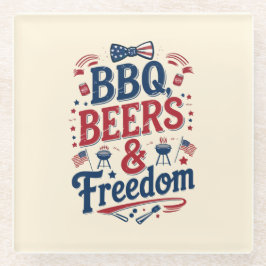 BBQ, Beers & Freedom – Retro 4th of July Vibes Glazen Onderzetter
