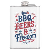 BBQ, Beers & Freedom – Retro 4th of July Vibes Heupfles (Achterkant)