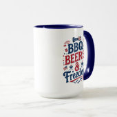 BBQ, Beers & Freedom – Retro 4th of July Vibes Mok (Voorkant rechts)