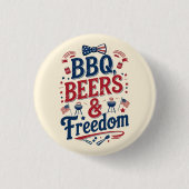 BBQ, Beers & Freedom – Retro 4th of July Vibes Ronde Button 3,2 Cm (Voorkant)
