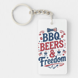 BBQ, Beers & Freedom – Retro 4th of July Vibes Sleutelhanger