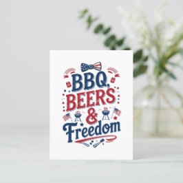 BBQ, Beers & Freedom – Retro Vibes van 4 juli Feestdagenkaart