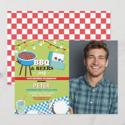 BBQ Beers Verjaardagsfeest Tuin Yard Foto Kaart (Voorkant / Achterkant)