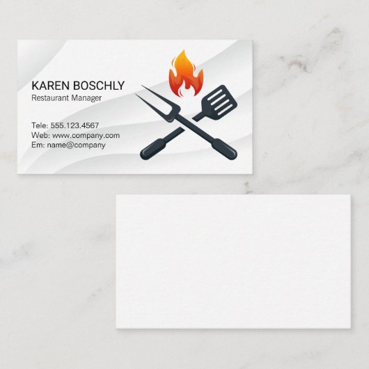BBQ-besteklogo | Restaurant Visitekaartje (Voorkant / Achterkant)