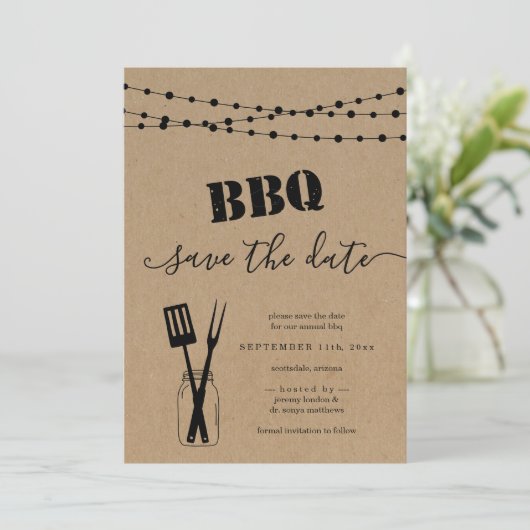 BBQ Bewaar de Datum Kaart (Staand voorkant)