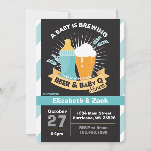 BBQ bier Baby shower Uitnodiging (Voorkant)