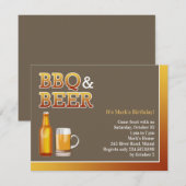 BBQ & Bier Verjaardag Flat Uitnodiging (Voorkant / Achterkant)