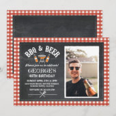 BBQ & Bier Verjaardagsfeest Foto Proost Uitnodigin Kaart (Voorkant / Achterkant)