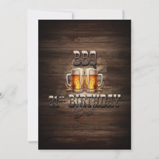 BBQ-bieren hout 21e verjaardagsfeestje Kaart (Achterkant)
