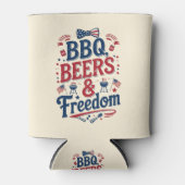 BBQ, Bieren & Vrijheid – Retro 4 juli-sfeer Blikjeskoeler (Voorkant)