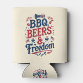 BBQ, Bieren & Vrijheid – Retro 4 juli-sfeer Blikjeskoeler (Achterkant)