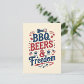 BBQ, Bieren & Vrijheid – Retro 4 juli-sfeer Briefkaart (Staand voorkant)