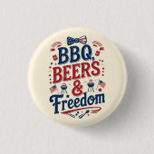 BBQ, Bieren & Vrijheid – Retro 4 juli-sfeer Ronde Button 3,2 Cm (Voorkant)