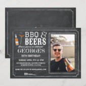 BBQ & Biers Verjaardagsfeest Foto Krijt Uitnodigin Kaart (Voorkant / Achterkant)