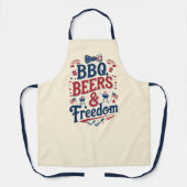 BBQ, Biertjes & Vrijheid – Retro 4 juli-sfeer Schort (Voorkant)
